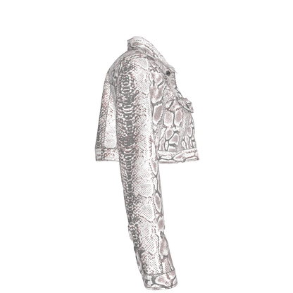 L'EGNA RISING SNAKESKIN Cropped Jean Jacket