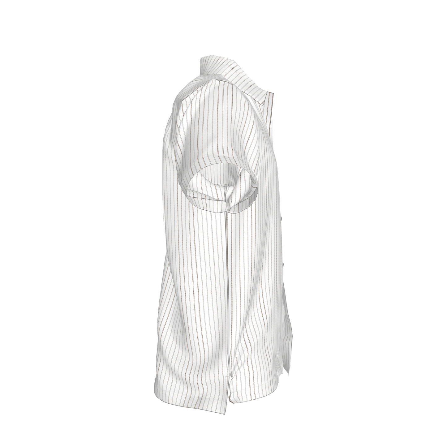 White on Black Trim Pinstripe on Short Sleeve Men’s Shirt with Collar