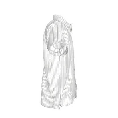 White on Black Trim Pinstripe on Short Sleeve Men’s Shirt with Collar