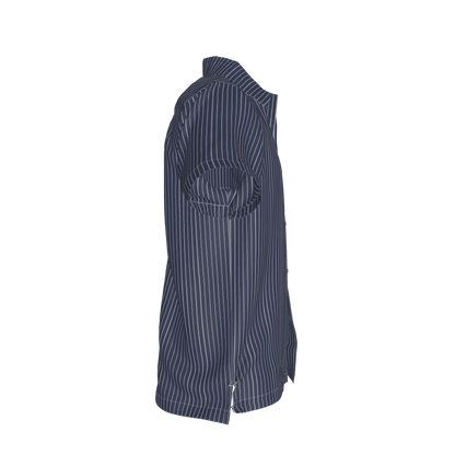 White on Dk Blue Short Sleeve Men’s Shirt with Collar