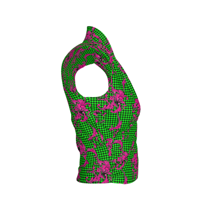 Pink & Green Houndstooth Surplice - Bamboo/Cotton Blend